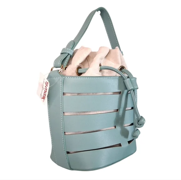 NEW | FREE PEOPLE | Blue | Cutout Bucket Bag w/ Canvas Lining - Picture 4 of 12